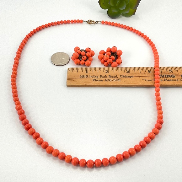 Japan Beads Indiana Retro Costume Necklaces & Pendants for  Vintage Orange Necklace and Earrings Set, Art Glass Beads, Japan, MCM
